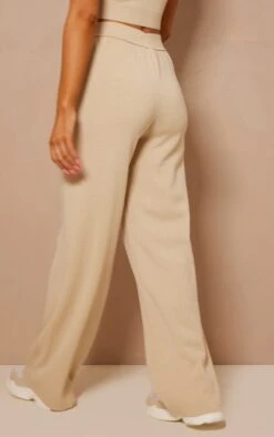Prettylittlething Oatmeal Knit Wide Leg Pants Oatmeal -Prettylittlething 51ec21be6fbfbb6e08db309081d27be06c96f8ea cmy1086 3