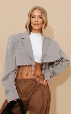 Prettylittlething Brown Cropped Distressed Raw Hem Blazer Brown -Prettylittlething 5646da3238b0a67cb044be92e53eb1897c00e748 cmz3416 3