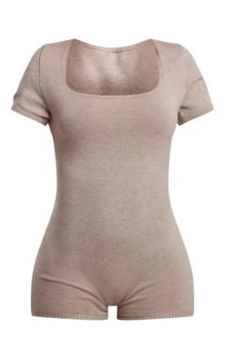 Prettylittlething Moss Grey Short Sleeve Knitted Romper Moss Grey -Prettylittlething 5736a01d939aa9467a97c828490e5032cff9d797 cng2591 5