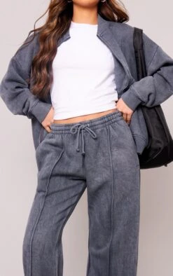 Prettylittlething Charcoal Washed Seam Detail Straight Leg Sweatpants Charcoal -Prettylittlething 580f774589a3ff24adc27dddd3ea4275e568f33d cnh4741 4