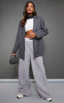 Prettylittlething Charcoal Woven Oversized Drapey Button Detail Blazer Charcoal -Prettylittlething 582823dab59afe2cd6dd4c86918432c38699b2e3 cnb9524 3