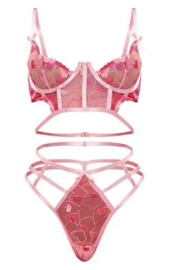 Prettylittlething Pink Embroidered Longline Underwired Lingerie Set Pink -Prettylittlething 59b121b7a6844a6b7c50903ac94e495819953a5a cng9336 5