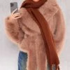 Prettylittlething Light Brown Belted Faux Fur Cropped Coat Light Brown