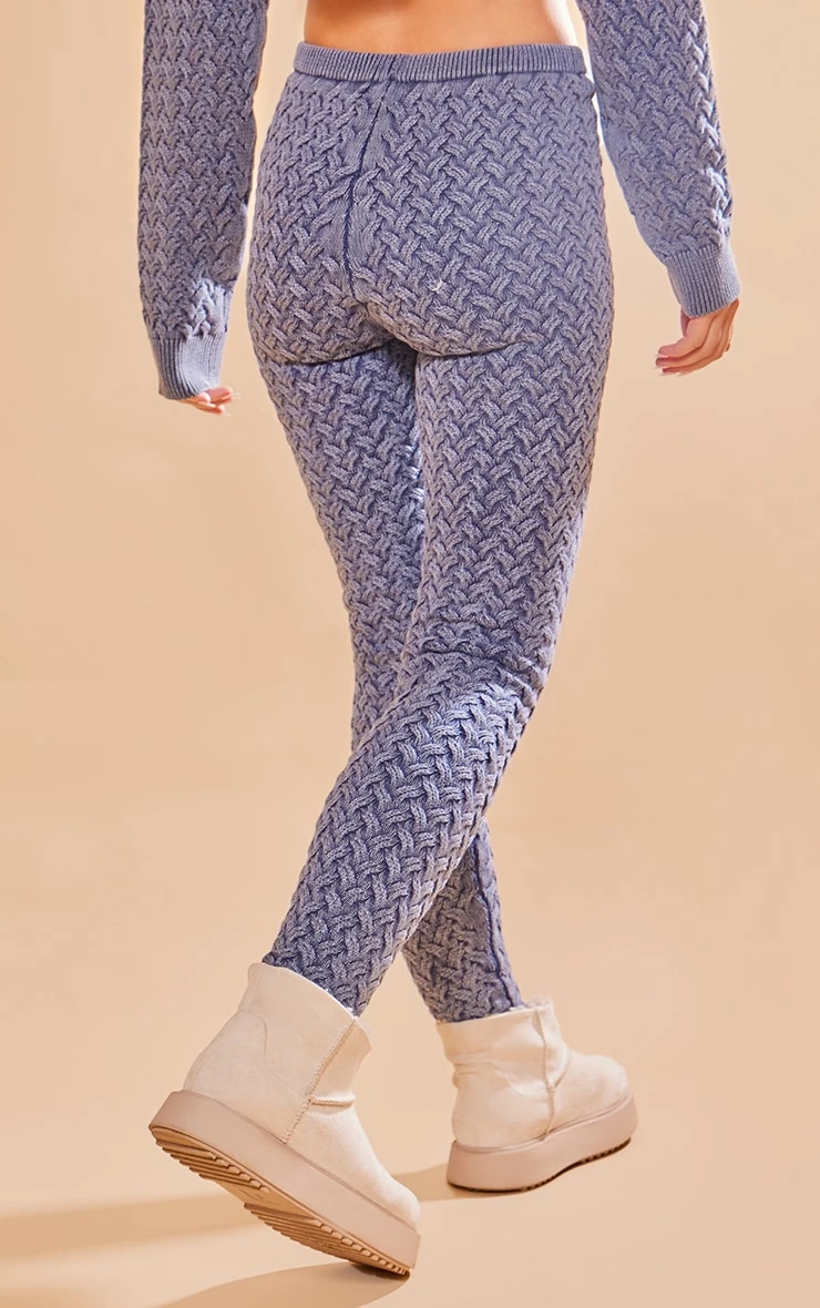 Prettylittlething Blue Cable Knitted Denim Look Leggings Blue 3 Prettylittlething Blue Cable Knitted Denim Look Leggings Blue - Image 3