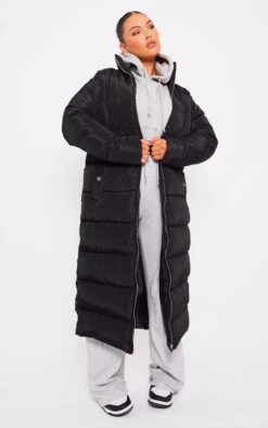 Prettylittlething Black Bubble Maxi Puffer Jacket Black