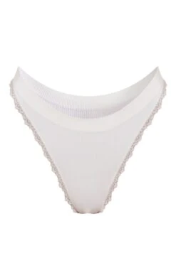 Prettylittlething White Seamless Rib Lace Trim Thong White -Prettylittlething 5efa874390f15badf745043438559b9f3cafb757 cnb2125 5