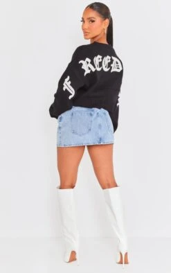 Prettylittlething Black Cropped Freedom Sweatshirt Black