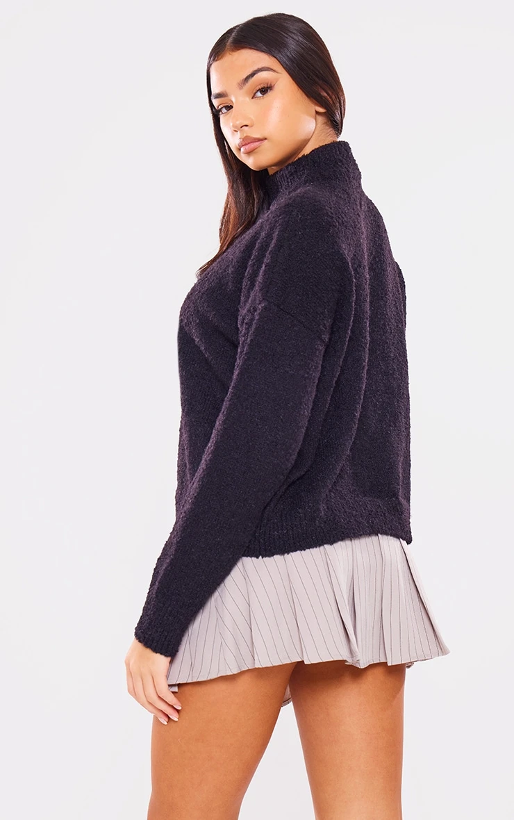 Prettylittlething Black Bobble Knitted High Neck Sweater Black 2 Prettylittlething Black Bobble Knitted High Neck Sweater Black - Image 2