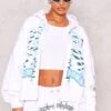 Prettylittlething White Graphic Oversized New York Zip Hoodie White