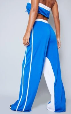 PRETTYLITTLETHING Bright Blue Tricot Panelled Wide Leg Sweatpants Bright Blue -Prettylittlething 64977bd62abf9cf981d44d6a87d4dabd6b4a80cc cna0620 3