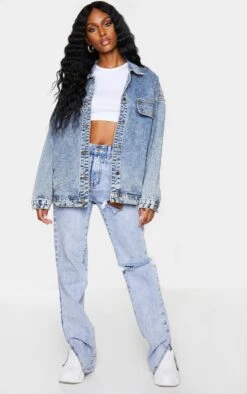 PRETTYLITTLETHING Acid Wash Oversized Boyfriend Pocket Detail Denim Jacket Acid Blue Wash -Prettylittlething 658072078c727d627e945db819da7be53028cdd4 cmm9017 3