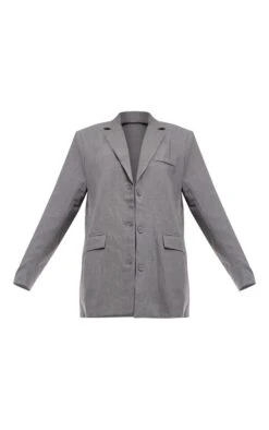Prettylittlething Grey Textured Look Shoulder Padded Oversized Blazer Grey -Prettylittlething 662d9f9ab9fbf3b531bb5917d8a8d9aaf6cbda37 cnc7529 5