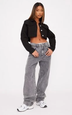 Prettylittlething Washed Black Super Cropped Boxy Denim Jacket Washed Black -Prettylittlething 66455adfce15656fcea706be0d4211a19060c10c cnd9413 3