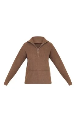 Prettylittlething Chocolate Half Zip Up Knitted Sweater Chocolate -Prettylittlething 665391f51a852183d3edc71e85fcf1aa9f1087c3 cmt4231 5