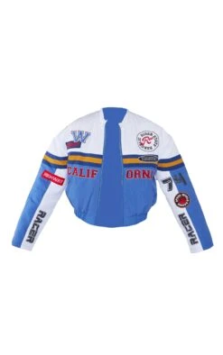 Prettylittlething Blue Oversized Graphic Zipped Racer Bomber Jacket Blue -Prettylittlething 6708b1423bdf57ca51fd5bc50d9ba96e7720c854 cmz4319 5