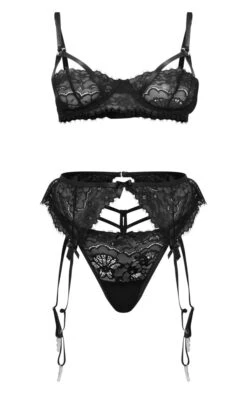 Prettylittlething Black Cut Out Lace Scalloped Edge Detail 3 Piece Lingerie Set Black -Prettylittlething 6788e110063a832800f9d8df2fc5f62019bf7f40 cng9332 5