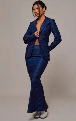 Prettylittlething Navy Pinstripe Stretch Woven Oversized Blazer Navy -Prettylittlething 69f4e72952134c95260cc407be59ff3eb56bfb48 cnh3050 3