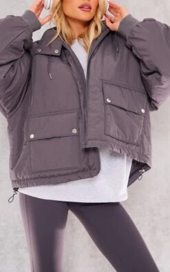 Prettylittlething Charcoal Hooded Pocket Detail Puffer Jacket Charcoal -Prettylittlething 6c2f0eb61f11896420815425acdd0dac565d4943 cng3032 4
