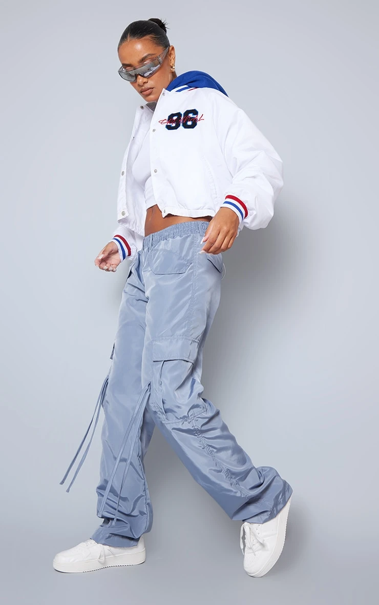 Prettylittlething White Contrast Jersey Hooded Cropped Nylon Bomber Jacket White 3 Prettylittlething White Contrast Jersey Hooded Cropped Nylon Bomber Jacket White - Image 3