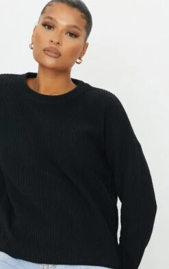 Prettylittlething Black Basic Crew Neck Knit Sweater Black -Prettylittlething 6e1976c11eede36a79a7587bc62c283efd198a18 cmo7255 4