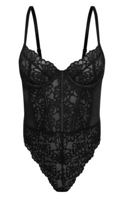 Prettylittlething Black Floral Scalloped Edge Lace Cut Out Bodysuit Black -Prettylittlething 6ea7ebc8cfe31de6636a3d6d820e1dffa4197ddd cng2024 5
