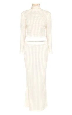 Prettylittlething Cream Rib Knit Turtleneck Top And Maxi Skirt Set Cream -Prettylittlething 6f1090762ea663695dd8687e624837ff8dc589f2 cng7268 5