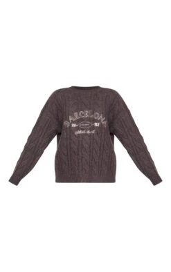 Prettylittlething Grey Barcelona Embroided Brushed Chunky Knit Sweater Grey -Prettylittlething 6fa40546377317a5f283a58e12467dc1ebd4b462 cnf0287 5