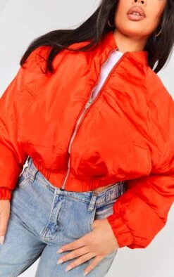Prettylittlething Red Oversized Bomber Jacket Red -Prettylittlething 6ffebf0611957b47b096718b57a3a6402cfe76fc cnh4325 4
