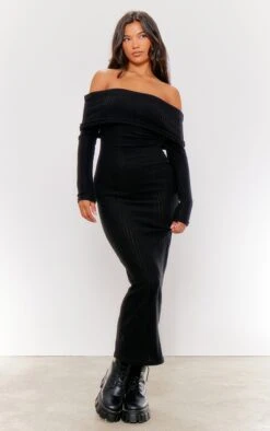 Prettylittlething Black Brushed Rib Oversized Bardot Maxi Dress Black 7 Prettylittlething Black Brushed Rib Oversized Bardot Maxi Dress Black -Prettylittlething 71a129371f3532b9d755f34a7814d51a988234d6 cng7942 3