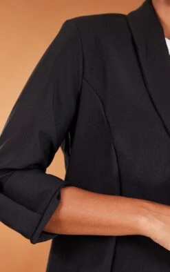 Prettylittlething Black Basic Turn Up Sleeve Blazer Black -Prettylittlething 721df8e88c714ac26117b6c71d52d1fb6c492f12 cmf5440 4