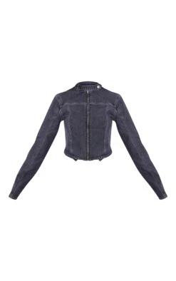 Prettylittlething Washed Grey Dipped Hem Panelled Denim Racer Biker Jacket Washed Grey -Prettylittlething 72d6edf50997fcb2719cc82e8f178876809c1336 cng3049 5