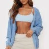 Prettylittlething Dusty Blue Chunky Knit Slouchy Cardigan Dusty Blue