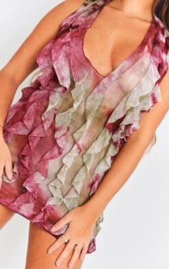 Prettylittlething Green Printed Textured Knit Ruffle Halterneck Bodycon Dress Green -Prettylittlething 780208bf7d099dc2f9db01e5a29cb01f43945bb9 cng2531 4