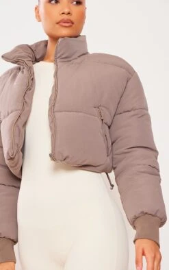 Prettylittlething Espresso Ribbed Cuff Peach Skin Cropped Puffer Jacket Espresso -Prettylittlething 786403d4463c0ede1e88389c39f73fbee3126284 cng5203 4