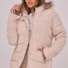 Prettylittlething Stone Quilted Mara Faux Fur Hooded Puffer Jacket Stone