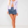Prettylittlething Lilac Faux Fur Collar Rib Knit Cardigan Lilac