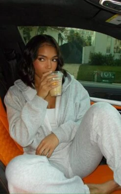 Prettylittlething Ash Grey Oversized Pocket Front Zip Up Hoodie Ash Grey