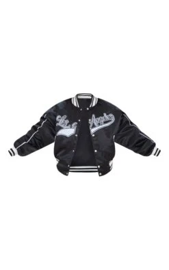 Prettylittlething Black LA Graphic Front Contrast Satin Bomber Jacket Black -Prettylittlething 7b56d6dfa381bf8a56730b6c76ca6c52c6d4255f cnc7541 5