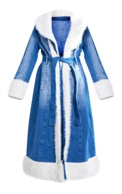 Prettylittlething Indigo Blue Wash Faux Fur Trim Contrast Denim Maxi Coat Washed Indigo -Prettylittlething 7bc224d711d971ae5cfc86f383dbc58353d5951a cng8295 5