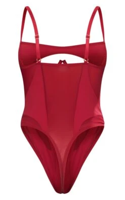Prettylittlething Dark Red Cutout Bust Detail Mesh Paneling Bodysuit Dark Red -Prettylittlething 7e1a186b87586c6aebf97fb08f584a60a03e4aa6 cng4714 6