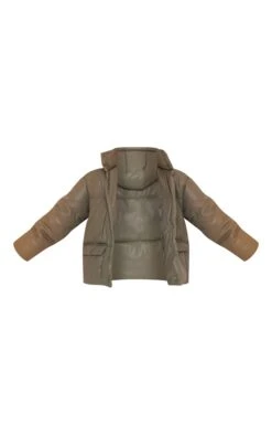 Prettylittlething Sage Green Hooded Faux Leather Statement Pocket Puffer Coat Sage Green -Prettylittlething 7fcf895faa6465dbdd352620aa108fee81025b56 cnf4855 5