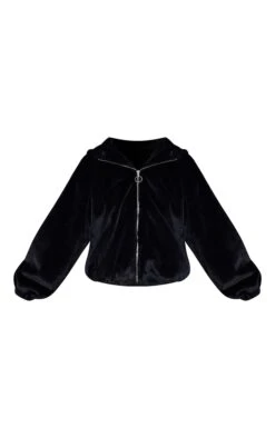 Prettylittlething Black Faux Fur Balloon Sleeve Hooded Jacket Black -Prettylittlething 80b691d140b40183b5e4aee968bde553962bb0f0 cmm4857 5