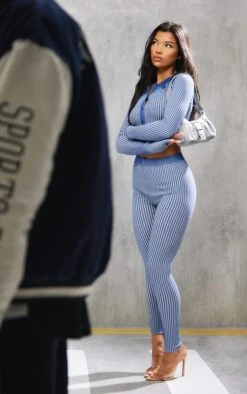 Prettylittlething Navy Two Tone Knit High Waist Leggings Navy -Prettylittlething 81cdd22bae9b22a3ccb96c483a1f602a9f9a4d3b cnb6403 4