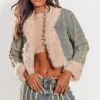 Prettylittlething Indigo Vintage Wash Fur Collar Denim Jacket Indigo Vintage Wash