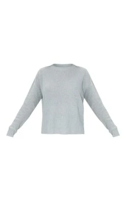 Prettylittlething Grey Basic Crew Neck Knit Sweater Grey -Prettylittlething 82f22d900d053005ca8561f1206a2a8bff42f60f cmo7257 5