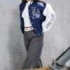 Prettylittlething Navy Ny Graphic Bomber Jacket Navy