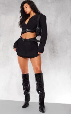 Prettylittlething Black Tailored Boxy Belt Cropped Blazer Black -Prettylittlething 83b3707dd7aeb0f6aed1a9ff07b3f1389392fc85 cnh3083 3