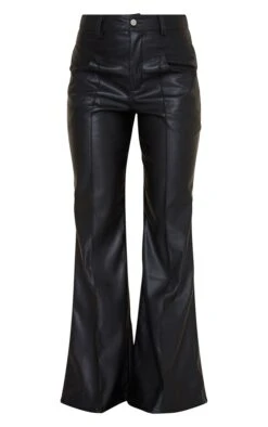 Prettylittlething Black Faux Leather Seam Detail Wide Leg Pants Black -Prettylittlething 855dfeccde70cc8025dd3630e8a19a95f712a35f cmt0038 5