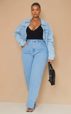 Prettylittlething Plus Light Blue Wash Basic Boxy Cropped Denim Jacket Light Blue Wash -Prettylittlething 8598b4e7988f580203a23ff84785a1cdf5c0fda9 cmw3646 3