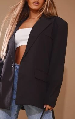 Prettylittlething Black Boxy Drop Shoulder Oversized Dad Blazer Black -Prettylittlething 86af34432688a1124efa9c981de96c4e2880bef4 cnb0555 4